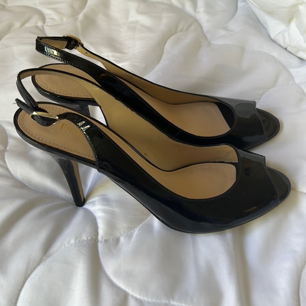 Black patent heels